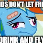 Derp | FRIENDS DON'T LET FRIENDS; DRINK AND FLY | image tagged in derp | made w/ Imgflip meme maker