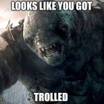 Troll LoTR | LOOKS LIKE YOU GOT; TROLLED | image tagged in troll lotr | made w/ Imgflip meme maker