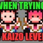 Mario Death Face | WHEN TRYING; A KAIZO LEVEL. | image tagged in mario death face | made w/ Imgflip meme maker