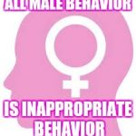 Feminists | ALL MALE BEHAVIOR; IS INAPPROPRIATE BEHAVIOR | image tagged in feminists | made w/ Imgflip meme maker