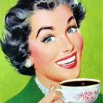 Vintage lady drinking coffee