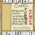 Bad report card | WHAT MY END OF TERM; REPORT LOOKED LIKE | image tagged in bad report card | made w/ Imgflip meme maker