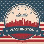 Retro Seattle Washington Skyline Illusrtation