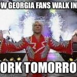 Ric Flair Entrance | HOW GEORGIA FANS WALK INTO; WORK TOMORROW | image tagged in ric flair entrance | made w/ Imgflip meme maker