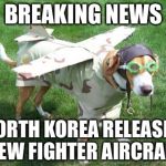 plane dog | BREAKING NEWS; NORTH KOREA RELEASES NEW FIGHTER AIRCRAFT | image tagged in plane dog | made w/ Imgflip meme maker