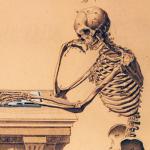 Skeleton at laptop