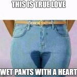 Wet pants | THIS IS TRUE LOVE; WET PANTS WITH A HEART | image tagged in wet pants | made w/ Imgflip meme maker