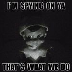 Elf On The Shelf | I' M  SPYING  ON  YA; THAT' S  WHAT  WE  DO | image tagged in elf on the shelf | made w/ Imgflip meme maker