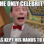 Pee Wee | THE ONLY CELEBRITY; THAT HAS KEPT HIS HANDS TO HIMSELF | image tagged in pee wee | made w/ Imgflip meme maker