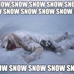 Luke Hoth frozen fallen | SNOW SNOW SNOW SNOW SNOW SNOW SNOW SNOW SNOW SNOW SNOW; SNOW SNOW SNOW SNOW SNOW | image tagged in luke hoth frozen fallen | made w/ Imgflip meme maker