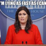 Sarah Huckabee | I'M LYING AS FAST AS I CAN | image tagged in sarah huckabee | made w/ Imgflip meme maker