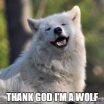 supersecretwolf | THANK GOD I'M A WOLF | image tagged in supersecretwolf | made w/ Imgflip meme maker