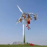 Santa sleigh reindeer windmill Christmas