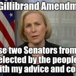 Gillibrand | The Gillibrand Amendment. "Those two Senators from your State, elected by the people, serve only with my advice and consent." | image tagged in gillibrand | made w/ Imgflip meme maker
