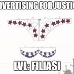 X-mas bikini | STREET ADVERTISING FOR JUSTICE LEAGUE; LVL: FILIASI | image tagged in x-mas bikini | made w/ Imgflip meme maker