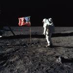 USA flag on moon