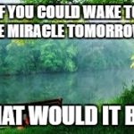Nature | IF YOU COULD WAKE TO ONE MIRACLE TOMORROW.... WHAT WOULD IT BE? | image tagged in nature | made w/ Imgflip meme maker