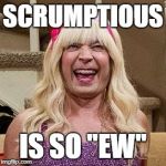 Sara Ew Jimmy Fallon | SCRUMPTIOUS; IS SO "EW" | image tagged in sara ew jimmy fallon | made w/ Imgflip meme maker