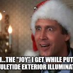 Christmas vacation  | AHHH...THE "JOY" I GET WHILE PUTTING UP YULETIDE EXTERIOR ILLUMINATION | image tagged in christmas vacation | made w/ Imgflip meme maker