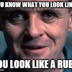 Silence of the Lamb | YOU KNOW WHAT YOU LOOK LIKE? YOU LOOK LIKE A RUBE. | image tagged in silence of the lamb | made w/ Imgflip meme maker