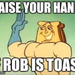 Toast | RAISE YOUR HAND; IF ROB IS TOAST | image tagged in toast | made w/ Imgflip meme maker