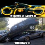Sometimes older is better... | WINDOWS XP (SVC PK 3); WINDOWS 10 | image tagged in speed,microsoft,windows 10,windows xp | made w/ Imgflip meme maker
