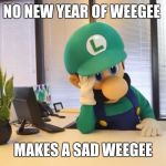 Luigi  | NO NEW YEAR OF WEEGEE; MAKES A SAD WEEGEE | image tagged in luigi | made w/ Imgflip meme maker