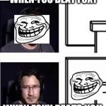 Markiplier computer stare | WHEN YOU BEAT FOXY; WHEN FOXY BEATS YOU | image tagged in markiplier computer stare | made w/ Imgflip meme maker