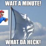 Mario's Underwear Flagpole Calamity | WAIT A MINUTE! WHAT DA HECK! | image tagged in underwear flagpole,super mario | made w/ Imgflip meme maker