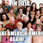 diversity | IN 2018, MAKE AMERICA, AMERICA AGAIN! | image tagged in diversity | made w/ Imgflip meme maker