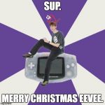 Pokepuns. Gotta Catch Em All. | SUP. MERRY CHRISTMAS EEVEE. | image tagged in nintendo norm | made w/ Imgflip meme maker