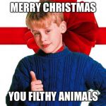 Home Alone | MERRY CHRISTMAS; YOU FILTHY ANIMALS | image tagged in home alone | made w/ Imgflip meme maker