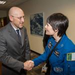Female Astronaut Handshake