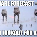 HOTH | DELAWARE FORECAST = HOTH; BE ON LOOKOUT FOR AT-ATS | image tagged in hoth | made w/ Imgflip meme maker