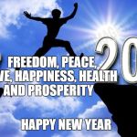 New Year 2018 | FREEDOM, PEACE, LOVE, HAPPINESS, HEALTH AND PROSPERITY; HAPPY NEW YEAR | image tagged in new year 2018 | made w/ Imgflip meme maker