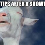 http://www.elafter.com/wp-content/uploads/2013/10/smokehigh-goat | Q TIPS AFTER A SHOWER | image tagged in http//wwwelaftercom/wp-content/uploads/2013/10/smokehigh-goat | made w/ Imgflip meme maker