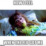 Exorcist sick | HOW I FEEL; WHEN THE FLU GOT ME | image tagged in exorcist sick | made w/ Imgflip meme maker