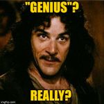 Inigo Montoya | "GENIUS"? REALLY? | image tagged in inigo montoya | made w/ Imgflip meme maker