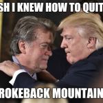 Brokeback Mountain 2 | I WISH I KNEW HOW TO QUIT YOU; BROKEBACK MOUNTAIN 2 | image tagged in brokeback mountain 2,lying,donald trump,steve bannon | made w/ Imgflip meme maker