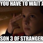 Stranger Things 2 | WHEN YOU HAVE TO WAIT A YEAR; FOR SEASON 3 OF STRANGER THINGS | image tagged in stranger things 2 | made w/ Imgflip meme maker