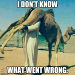 Muslim | I DON'T KNOW; WHAT WENT WRONG. | image tagged in muslim | made w/ Imgflip meme maker