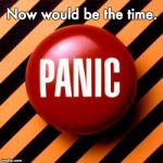 Panic Button | Now would be the time. | image tagged in panic button | made w/ Imgflip meme maker