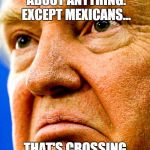 Well not until the wall is built, I guess. | YOU CAN MAKE JOKES ABOUT ANYTHING. EXCEPT MEXICANS... THAT'S CROSSING THE BORDER | image tagged in memes,funny memes,donald trump,mexican wall | made w/ Imgflip meme maker