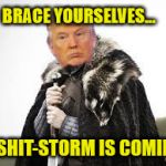 Donald Trump Brace Yourselves | BRACE YOURSELVES... A SHIT-STORM IS COMING | image tagged in brace yourselves,memes | made w/ Imgflip meme maker