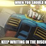 Gundam | WHEN YOU SHOULD BE SLEEPING; BUT STILL KEEP WRITING IN THE DISCORD-CHAT | image tagged in gundam | made w/ Imgflip meme maker