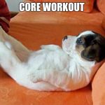 Core workout puppy | CORE WORKOUT | image tagged in core workout puppy,exercise,workout,gym,fitness | made w/ Imgflip meme maker