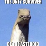 Dino Yee | THE ONLY SURVIVER; OF THE ASTEROID | image tagged in dino yee | made w/ Imgflip meme maker