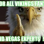 Eagle Middle Finger | FOR ALL VIKINGS FANS AND VEGAS EXPERTS  !!!! | image tagged in eagle middle finger | made w/ Imgflip meme maker
