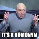 Dr evil quote | IT'S A HOMONYM | image tagged in dr evil quote | made w/ Imgflip meme maker
