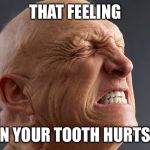 man in pain | THAT FEELING; WHEN YOUR TOOTH HURTS BAD | image tagged in man in pain | made w/ Imgflip meme maker